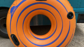 Orange circular rental tube at Kickapoo Wild Adventures